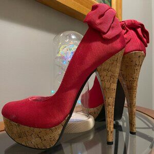 BEBE Red Kahlilia Platform Heel, Size 10